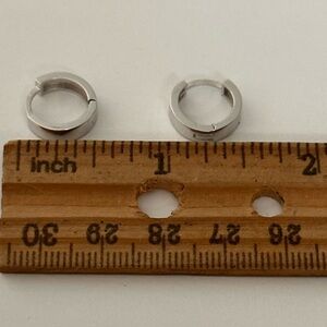 925 Silver 3mm wide earrings round hoops unisex